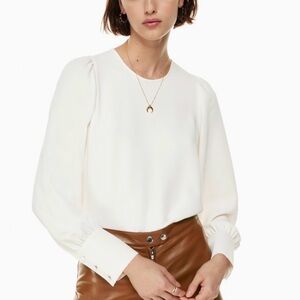 Wilfred Aritzia Ivory Long-Sleeve Puff-Shoulder Blouse - XS
